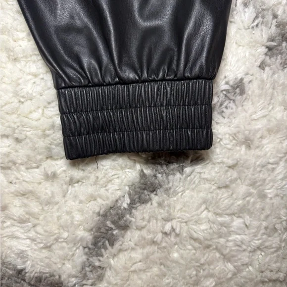 Karl Lagerfeld Paris Vegan Leather Drawstring Joggers - Picture 4 of 7